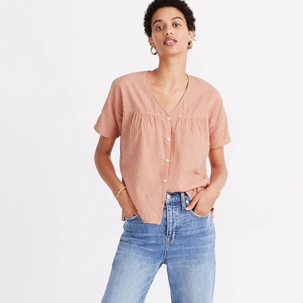 Madewell Rhyme Button-Front Top in Clipdot